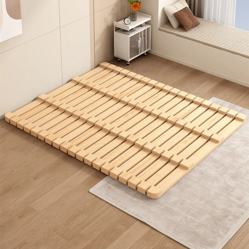 Japanese-style bed frame, low bed, moisture-proof hard bed board, solid wood tatami row skeleton, floor bed, rental floor bed, f