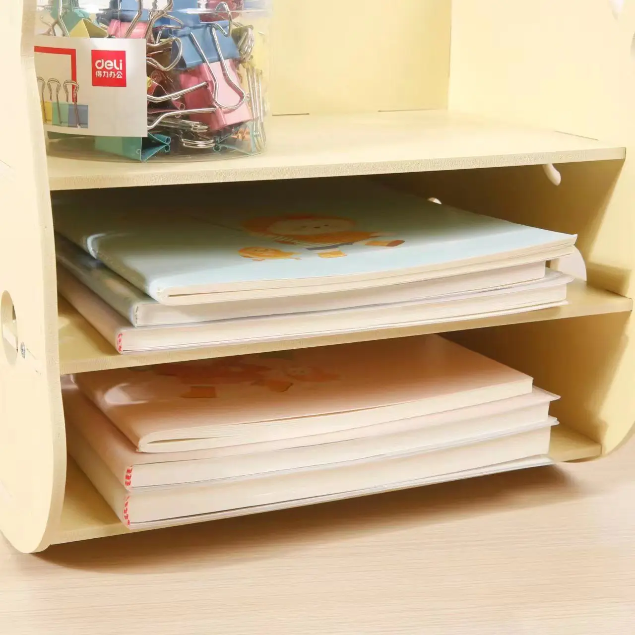 Novo A4 Cute Desktop Storage Box Material de Escritório Acabamento Caixa De Armazenamento Office File Rack Multi-Layer File Shelf Data Bookshelf