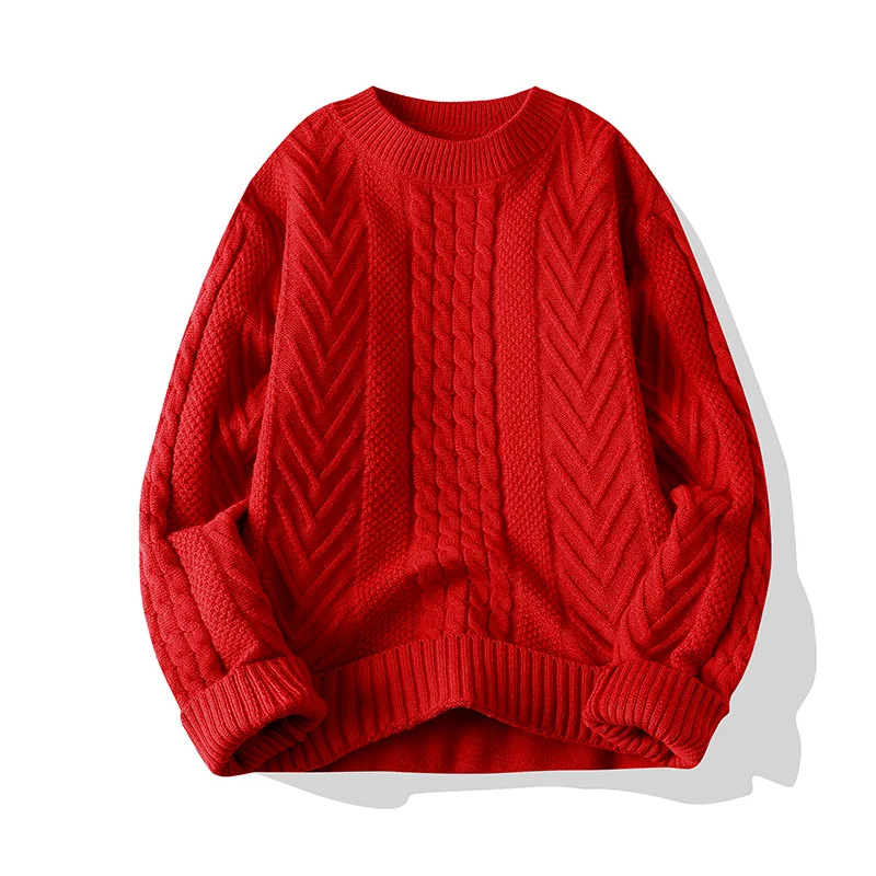 Crew Neck Knitwear Warm Outerwear Shirt Tops Loose Pullover Autumn Winter New Thicken Fashion Clothes Sweatshirt Knitted Sweater