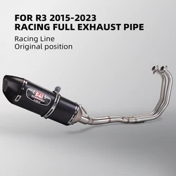 For YZF R3 R25 MT03 Motorcycle Exhaust Moto Modified Full Systems Front Middle Link Pipe R77 Muffler