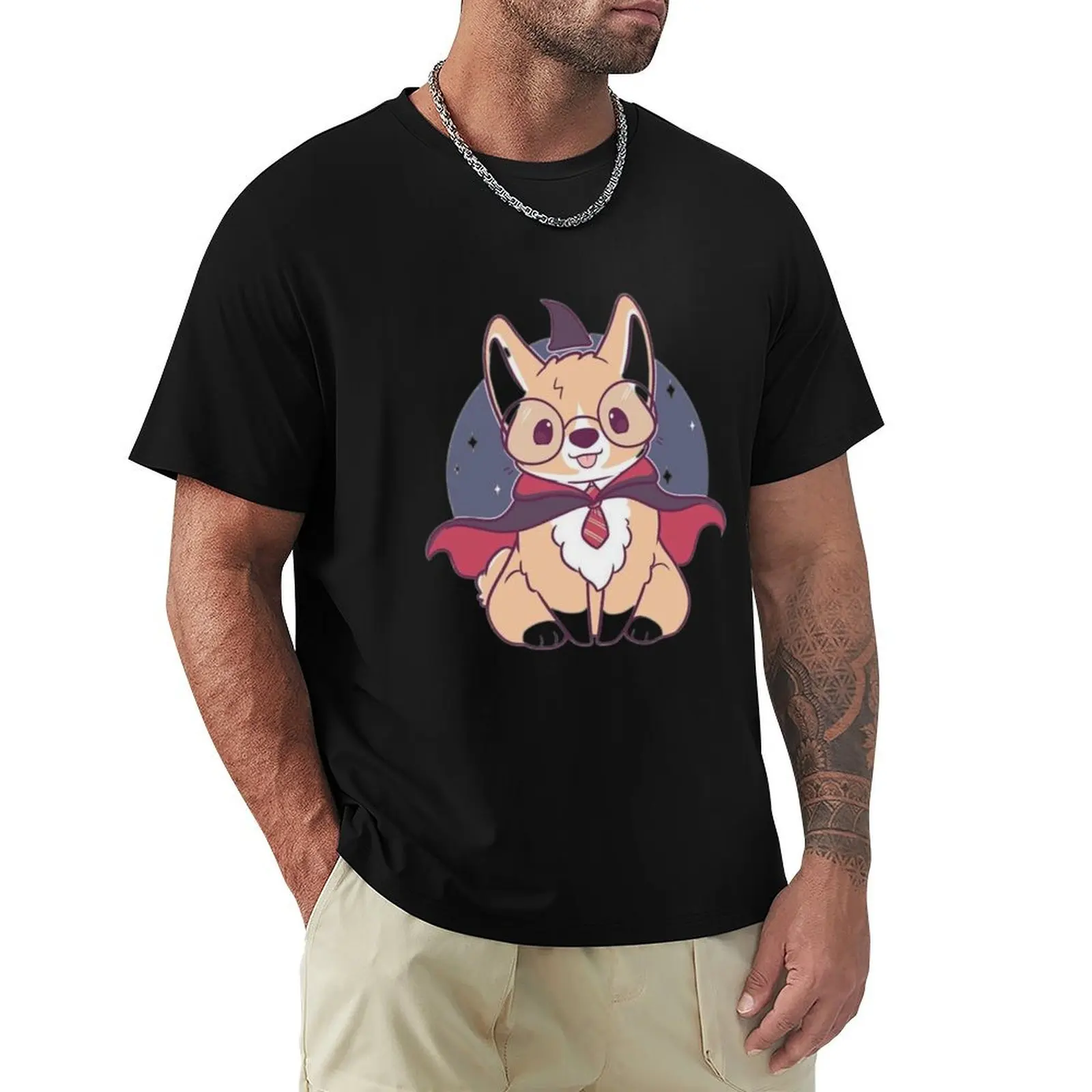 Corgi Pawter Wizard T-Shirt Big and Tall Basic Tee Shirt