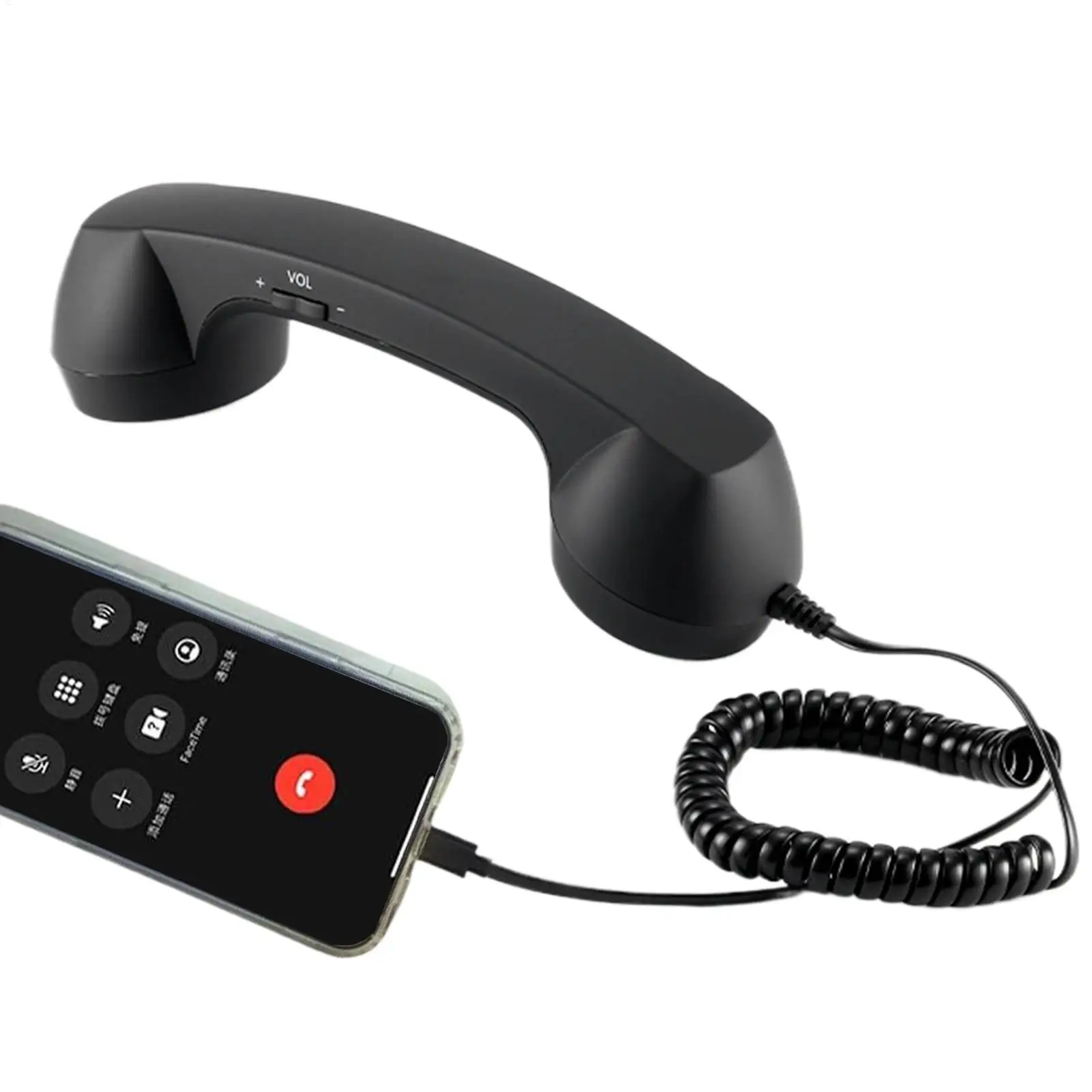 Retro Phone Handset USB C 3.5mm Jack Desk Accessories Plug in Wireless Phone Handset for Meeting Video Conferences Calls