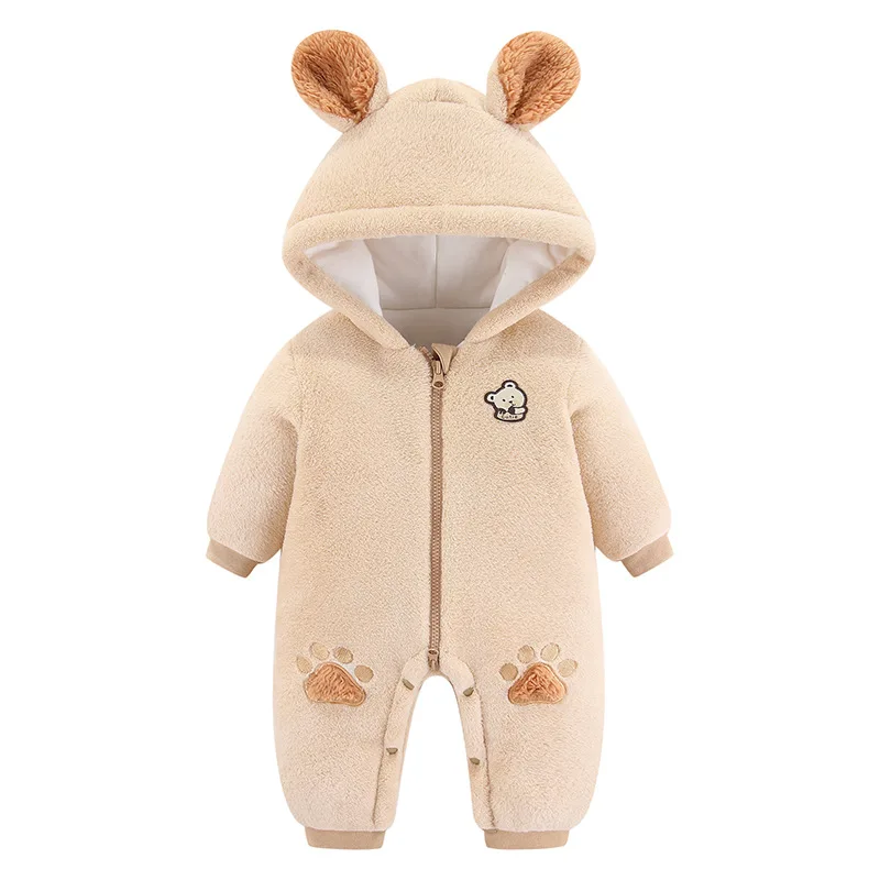 3 6 9 12 18 Months Newborn Baby Rompers Cute Bear Plush Infant Girls Overall Jumpsuit Autumn Winter Warm Fleece Baby Boy Clothes