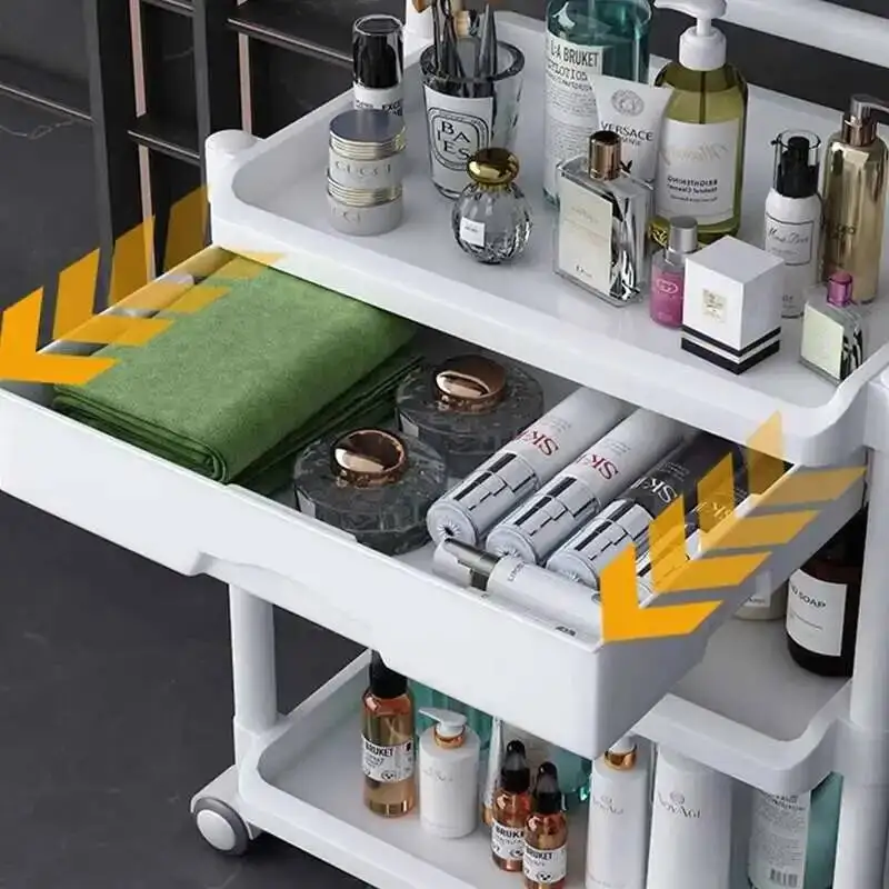Trolley Designer Style Multifunctional Modern Italian Beauty Salon Trolley Barber Shop Storable Furniture Skjuta En Vagn HBSC