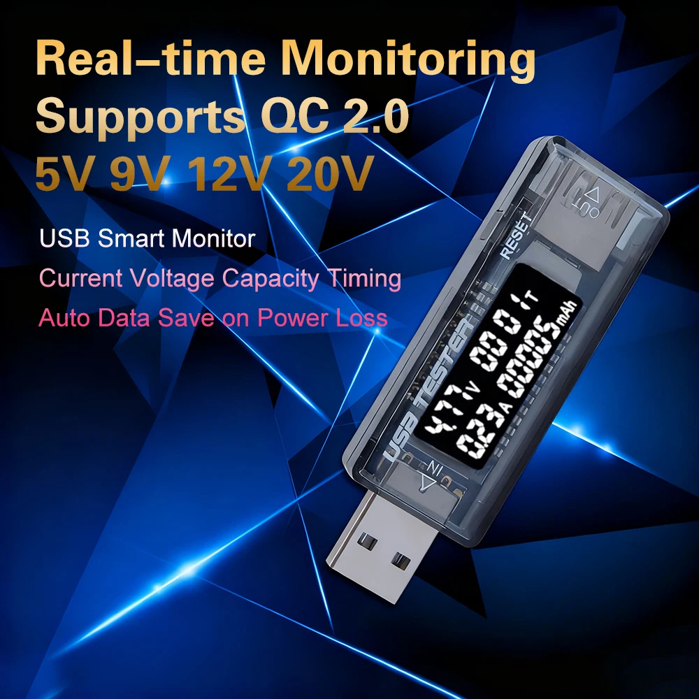 KWS-V20 4-30V 15W USB Power Meter Voltage Current Meter Voltmeter Ammeter Charger Tester LCD Display Plug and Play Portable