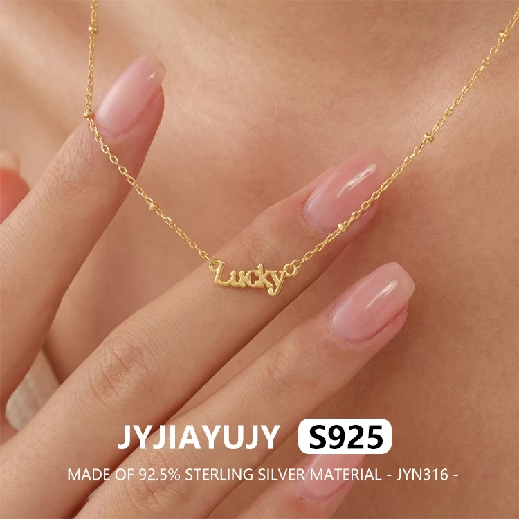 

JYJIAYUJY 100% Whole Original Sterling Silver S925 Pendant Necklace In Stock 15MM Lucky Letter Fashion Daily Wear JYN316