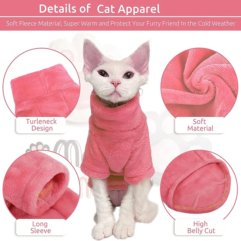 Cat Winter Warm Clothes Turtleneck Kittens Sweater Pet Fluff Jacket for Small Medium Dog Cat Jacket Puppy Coat Chihuahua Costume