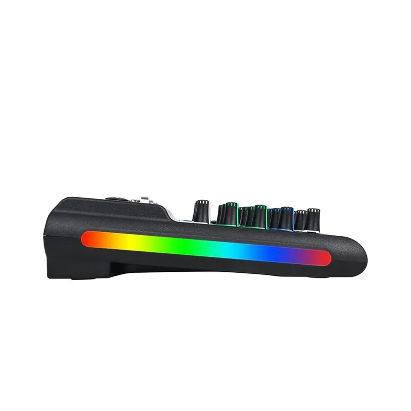 Professional Audio 4CH RGB Sound Card Mixing Console Mixer 4 Channel Sound Mixer For Live Streaming-A86G