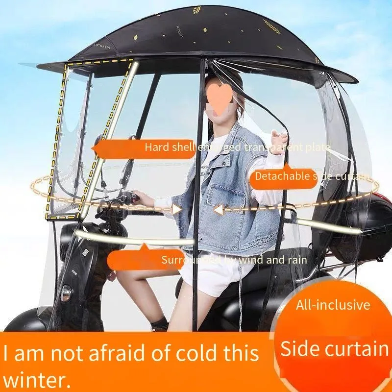

Electric car canopy winter motorcycle canopy wind, rain, cold and fully enclosed battery car canopy