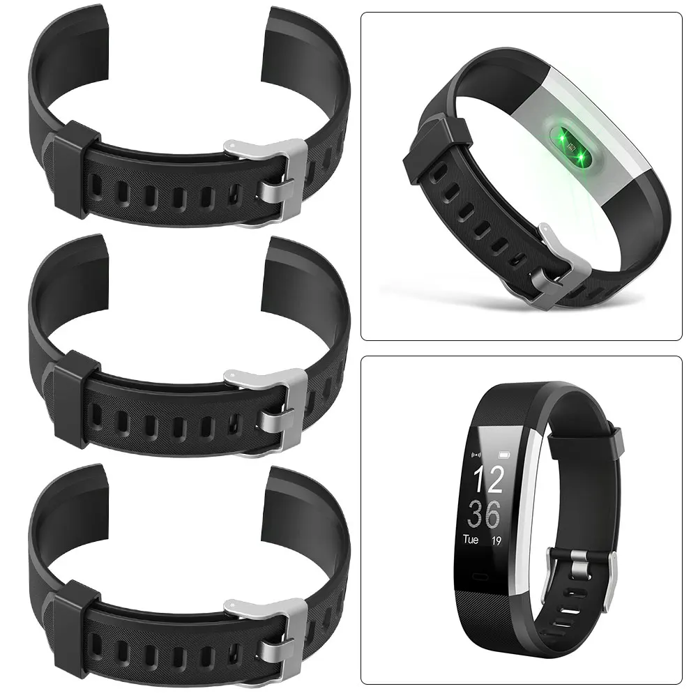 

Сменный силиконовый ремешок для умных часов, 3 шт., 20 мм, для ID115Plus HR (черный)