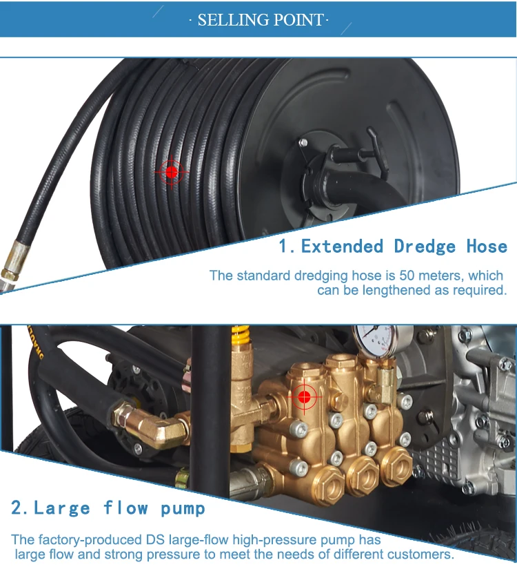 40LPM 200Bar  Engine High Pressure Cleaning Machine Community Pipeline Dredging Sewer Cleaning