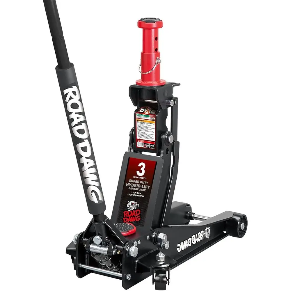 

Hydraulic Proportional Grade Adjustable Garage Floor Jack, 3 Ton Capacity, Black