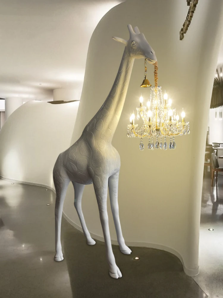 Nordic Animal Sculpture Giraffe Floor Lamp Creative Designer Exhibition Hall Hotel Lobby Sales Office Decorative Standing Lamp