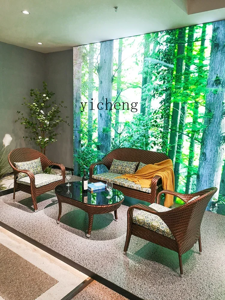 

O3-13 Outdoor Rattan Sofa Leisure Combination Courtyard Outdoor Terrace Sunscreen and Waterproof Furniture Tables and Chairs