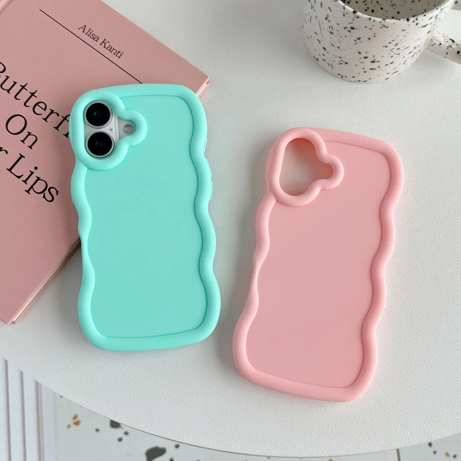 Wave Pattern Cases for iphone 16 Pro Max 16 Plus Macaron Phone Case