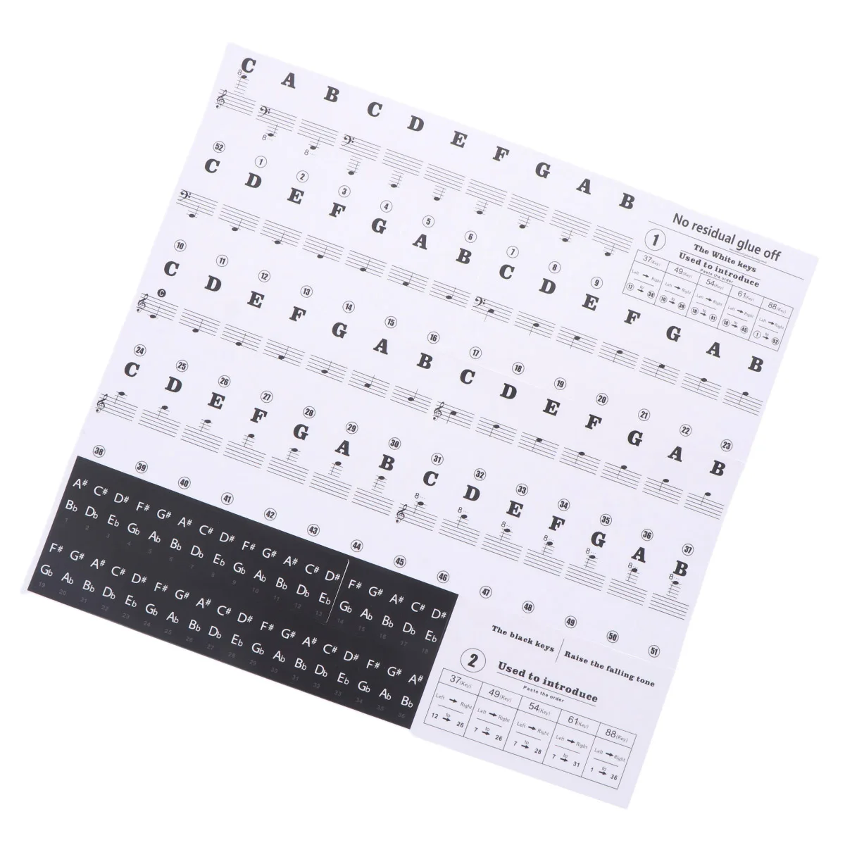 

Durable Piano Keyboard Stickers Transparent 61 88 Keys Easy Application Removal Reuse Clear Printed Eye Protection Electronic