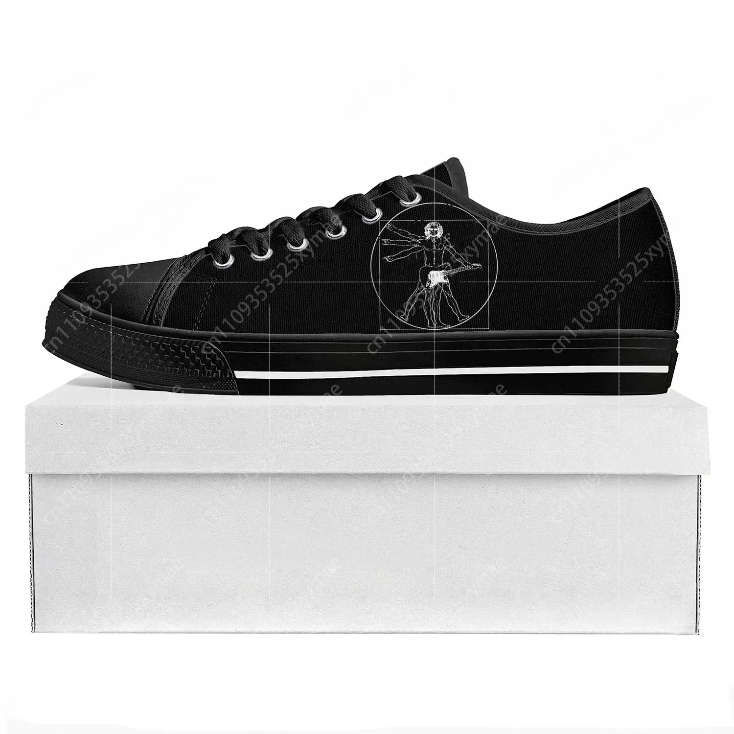 

Vitruvian Man Guitar Low Top Leonardo da Vinci Sneakers Mens Womens Teenager Canvas Custom Shoe Casual Couple Shoes