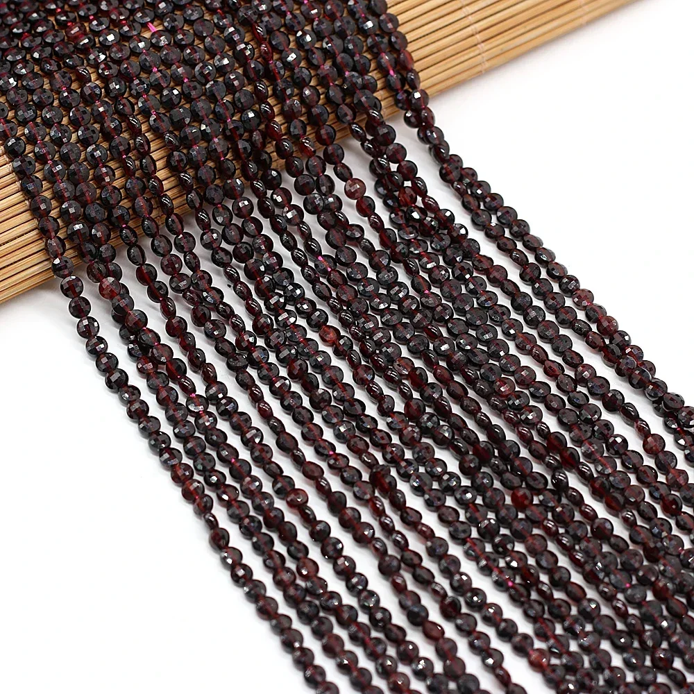 Muladhara Natural Semi-precious Stone Oblate Section Beads Garnet 4mm For DIY Necklace Earrings Accessories Gift Length 38cm