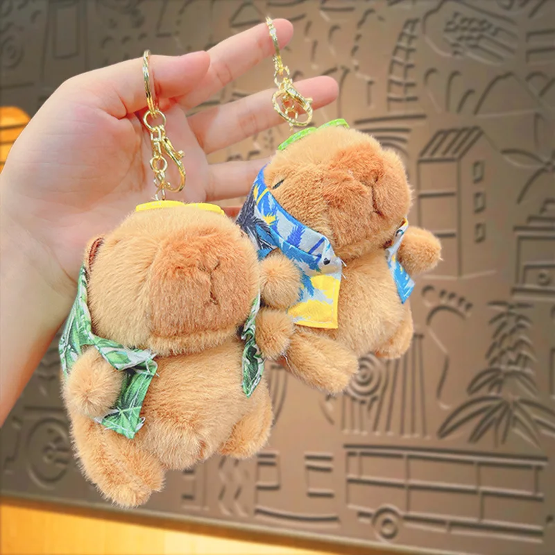 12cm Summer Day Capybara Plush Simulation Capibara Anime Fluffty Toy Cute Doll Stuffed Animals Soft Doll Decorative Bag Keychain