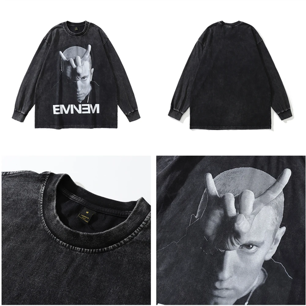 Frog Drif EMINEM Streetwear Vintage Clothing Casual Loose Retro Best Quality Oversized Cotton Pullover Tops Tee T Shirt For Men