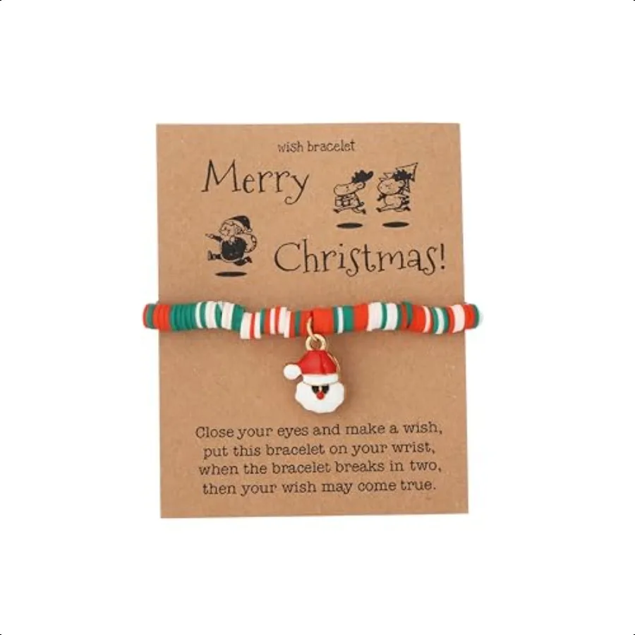 مجموعة أساور عيد الميلاد للنساء مكونة من 7 قطع من أساور هيشي سيرفر المطاطية مع هدية للعطلات