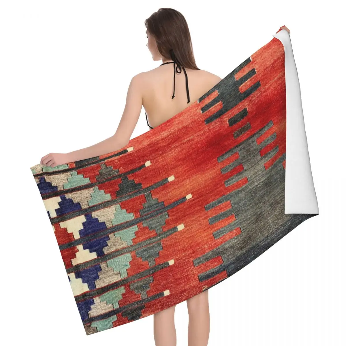 

Customized Quick Drying Microfiber Bath Beach Towel Soft Linen Boho Ethnic Persian Tribal Sports Bathroom Towels