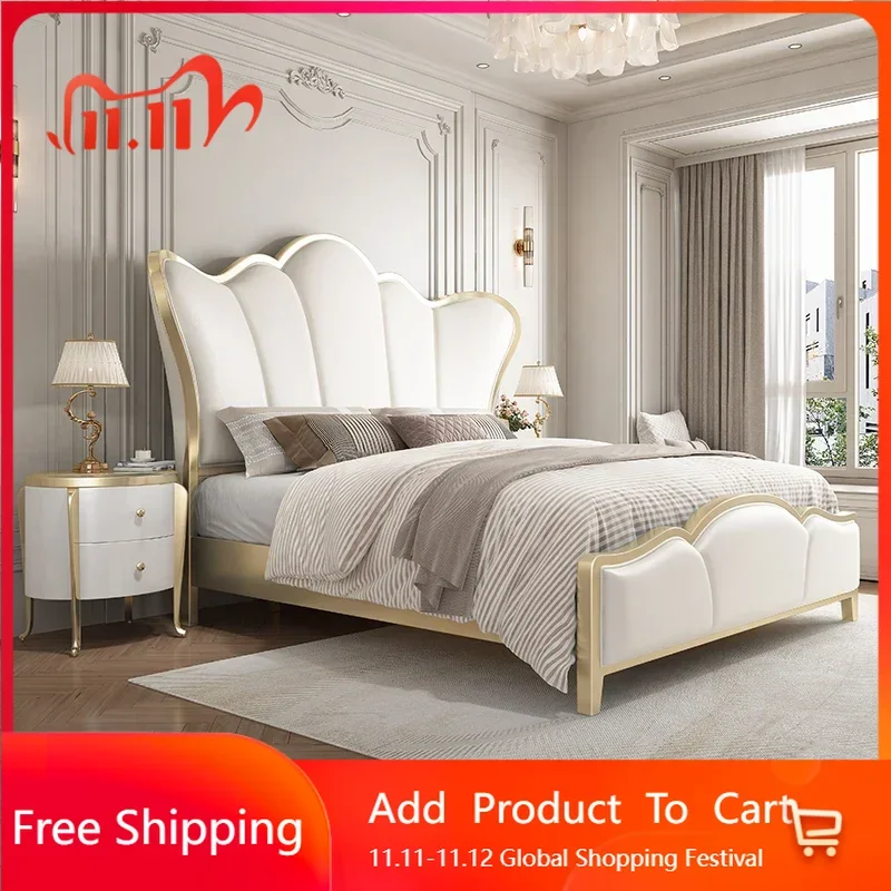 

Women Princess Luxury Double Bed Gold Storage Modern Queen Size Queen Bed Adults Villa Postmodern Camas Queen Unique Furniture