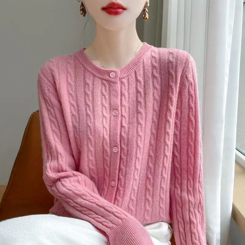 Autumn Winter Women Cardigans O-neck Solid Sweater Spring Long Sleeve Single Breasted Knit White Cardigans Fashion Korean Jumper view 4