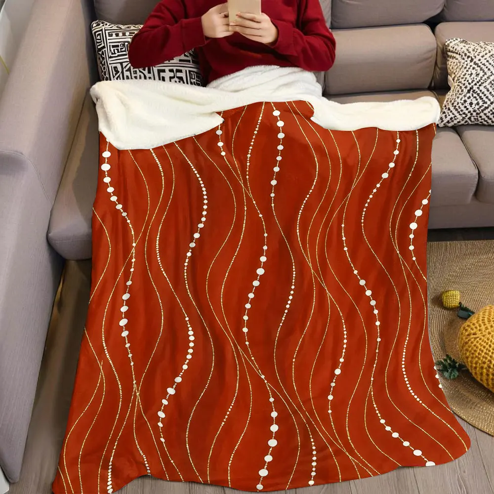 red gold bead chain Flannel Blanket Warm Soft Halloween Christmas Decorative Couch Warm Cozy All-Season Gift