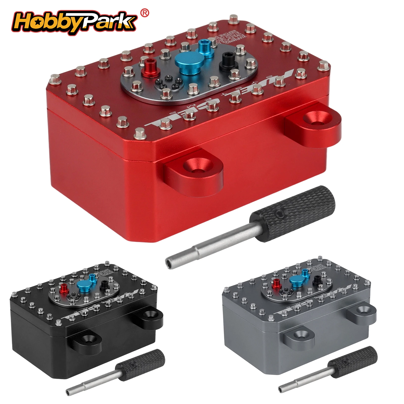HobbyPark Upgrade Aluminum Receiver Box Simulated Fuel Cells Electric Fuel Tank for 1/10 RC Crawler SCX10 Capra TRX4 TF2