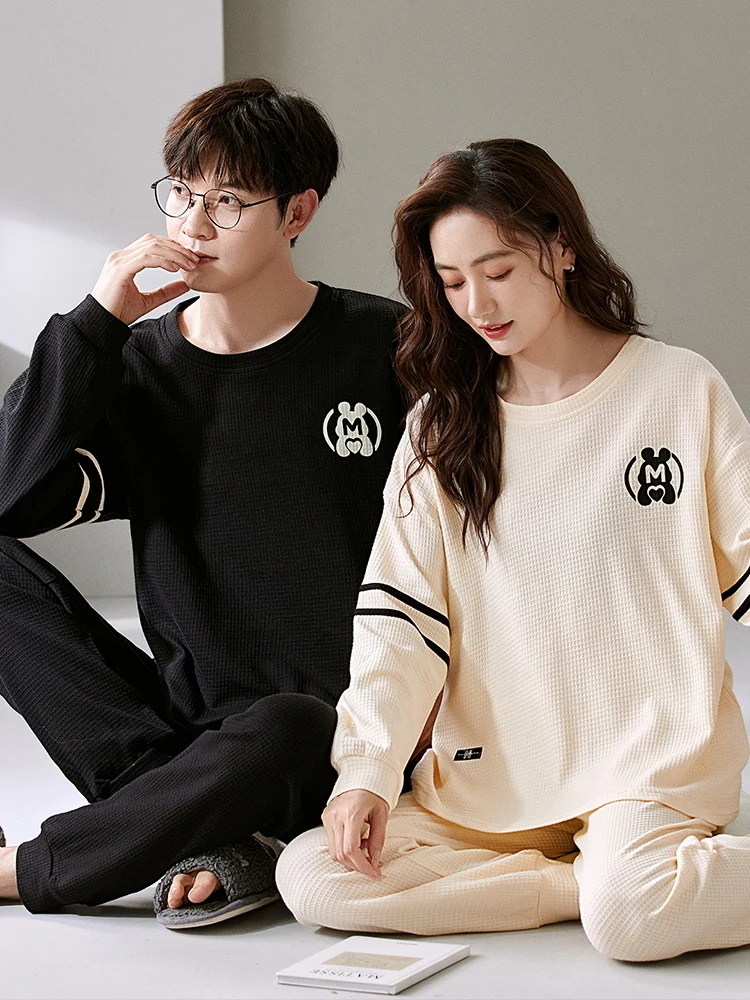 Sleepwear Woman Cotton Warm Winter Nightwear Spring Long Sleeve Couple Outfits Matching Sets Casual Print Pyjamas Couple Pajamas