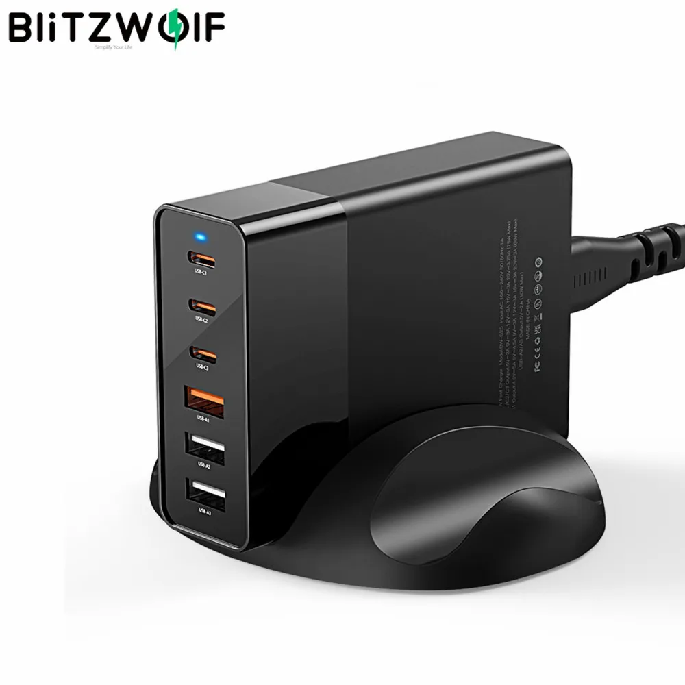 

BlitzWolf BW-S25 75W 6 Ports Fast Charger PPS PD3.0 QC3.0 SCP Fast Charging Multi-function Charger for Smart Phone Tablet Laptop