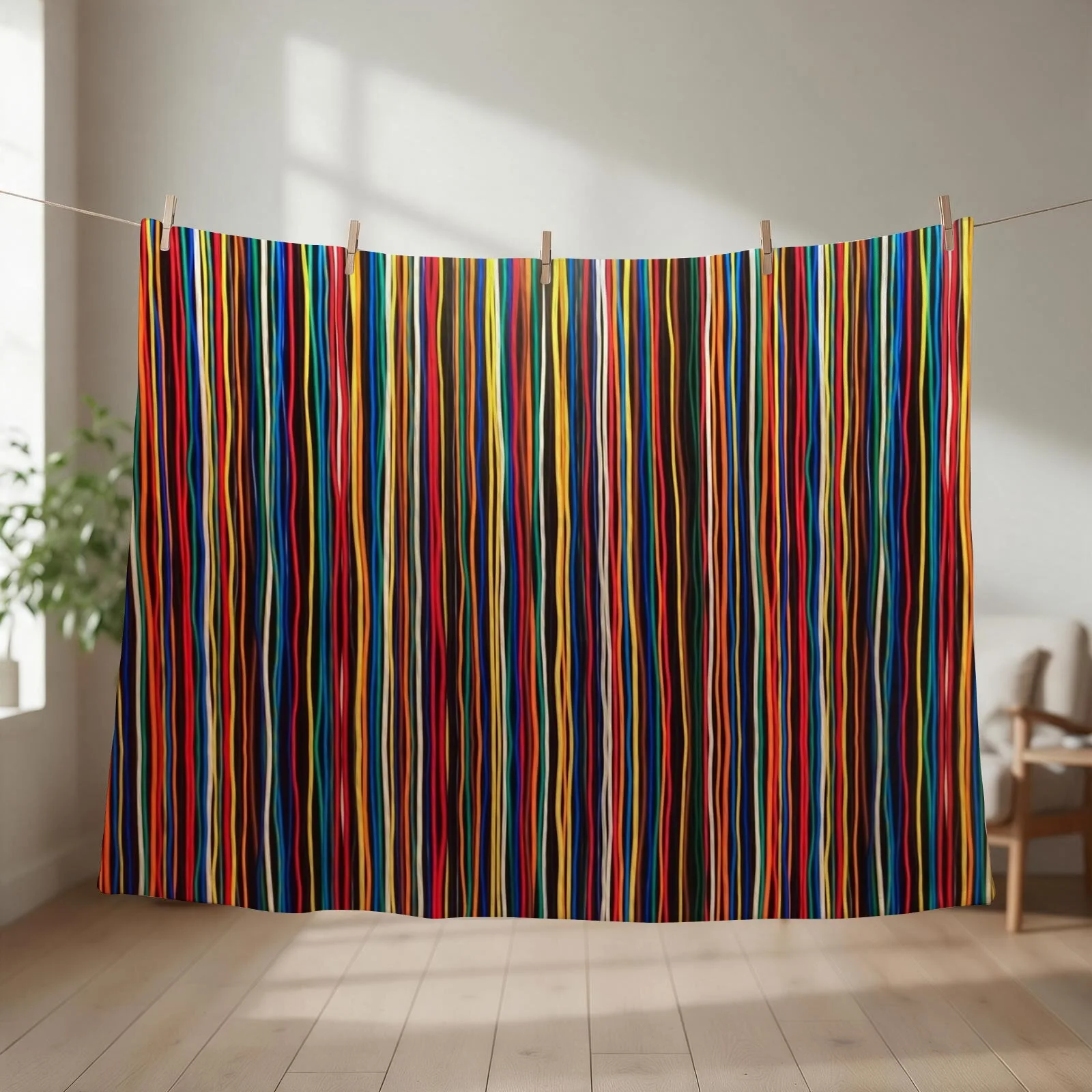 Multicoloured abstract Stripes - Fine Lines Throw Blanket couch cozy soft plush fuzzy picnic outdoor blanket