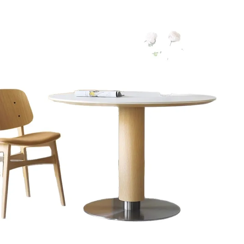 

modern simple small apartment pure white round restaurant negotiation table table