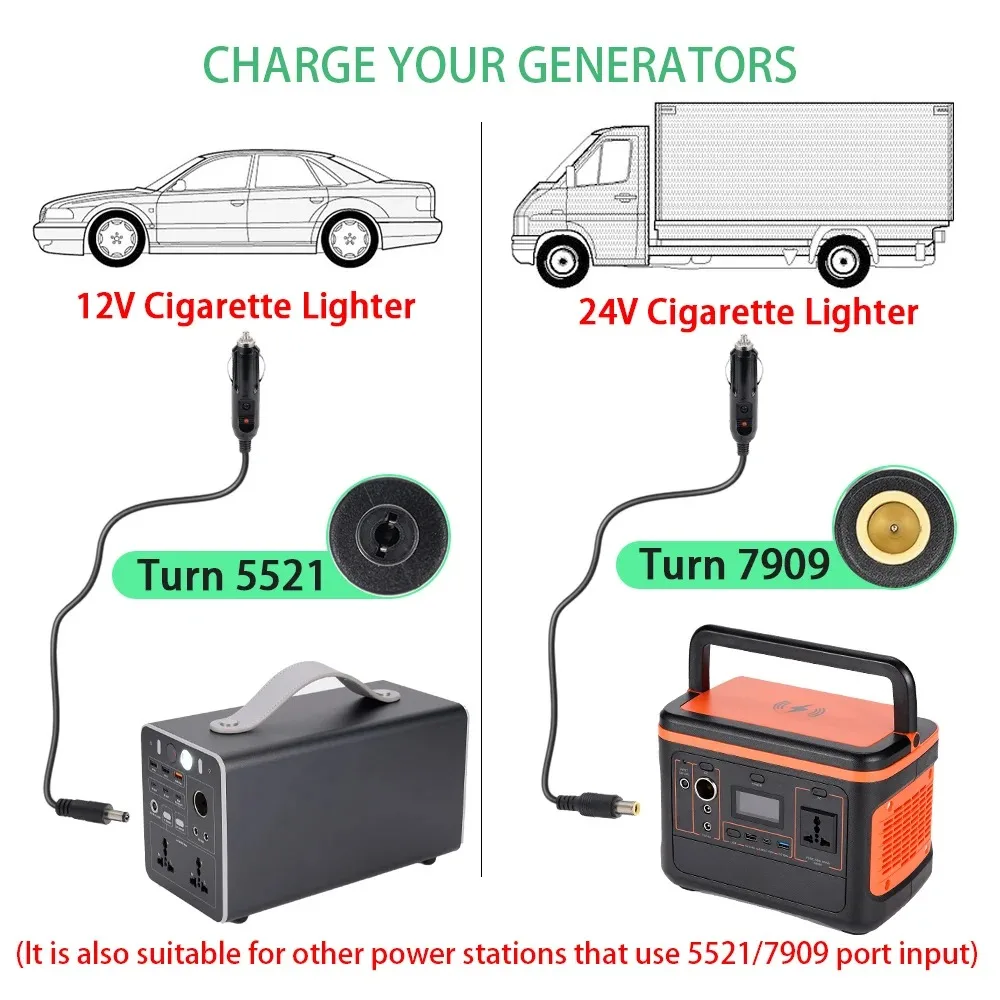 16AWG DC5521/7909 العالمي 12 فولت-24 فولت ذكر ولاعة السجائر كابل توصيل خط مع مصباح ليد لكابل الطاقة شاحن سيارة