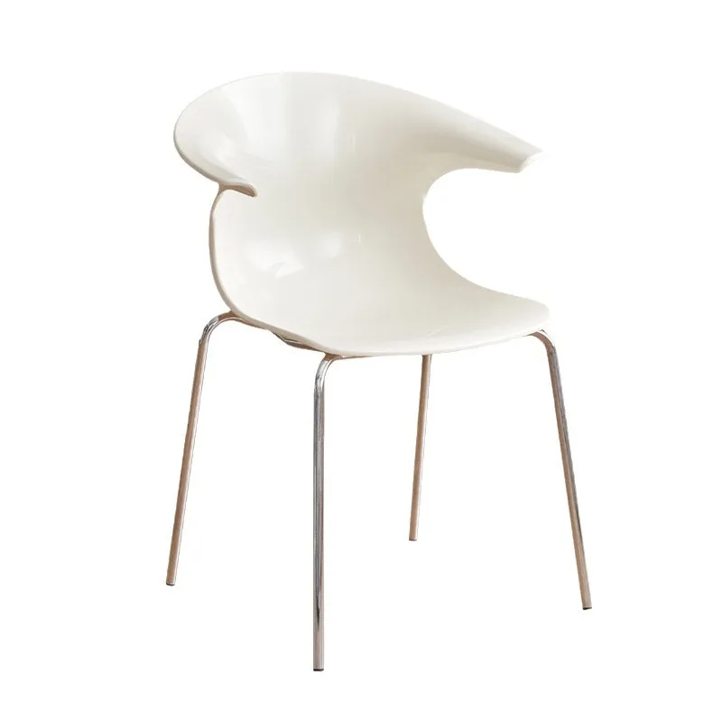 Milk white helmet chair Modern minimalist design home backrest dining chair Hotel coffee shop tea shop bar chair