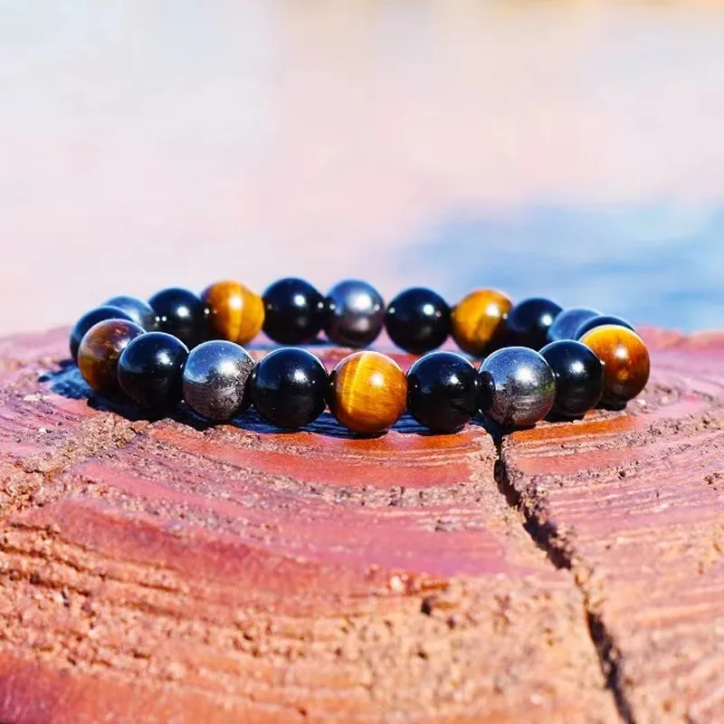 Tiger Eye Magnetic Hematite Obisidian Bracelets Men Women Stainless Steel Yoga Therapeutic Bracelet Weight Loss Fitness Jewelry