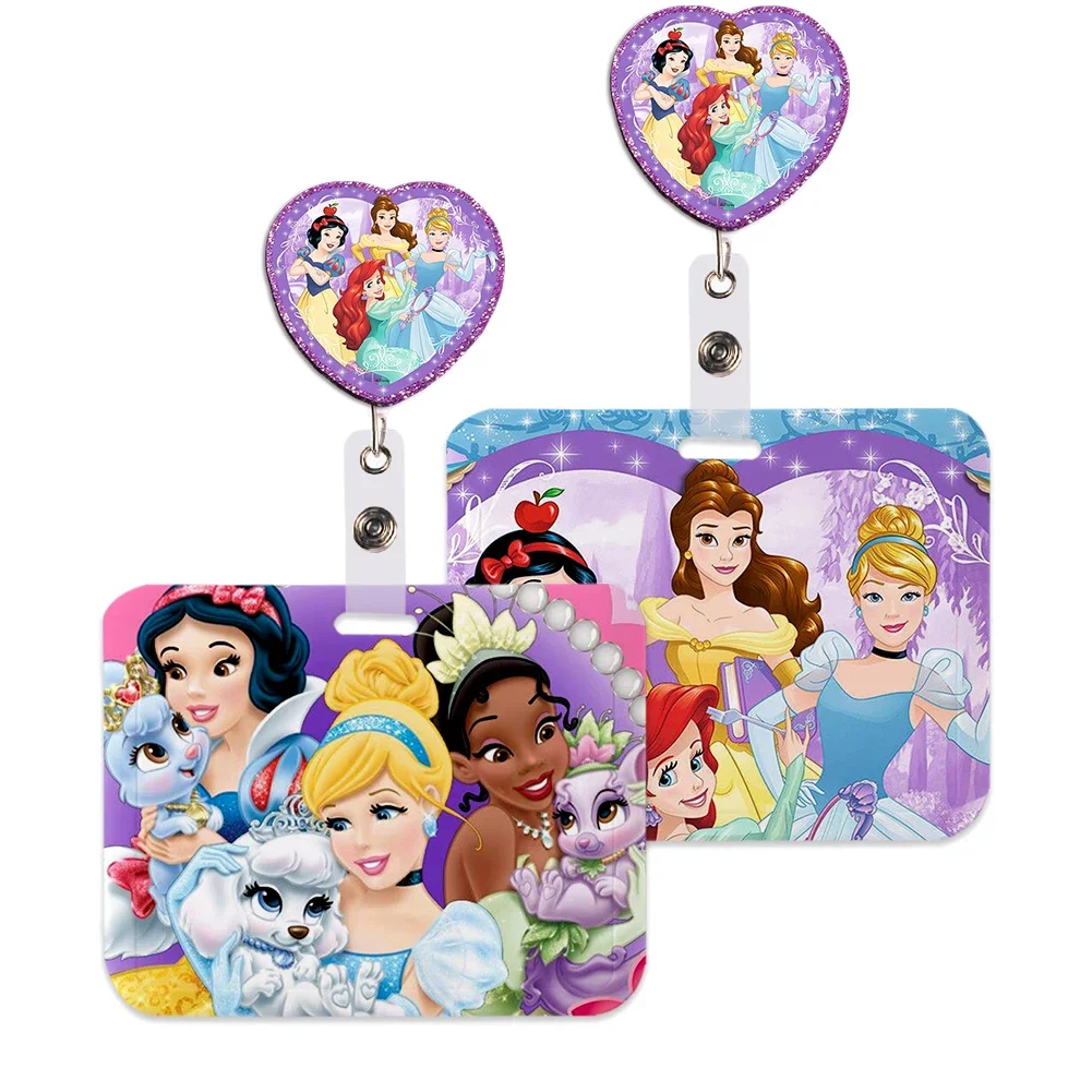 

Wholesale Mix Disney Princess Horizontal Lanyards ID Badge Holder Strap Work Card Bus Access Card Holder Keychains Accessories