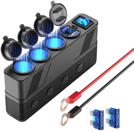 

Автомобильный зарядный разветвитель 12В/24В на 4 порта с LED-дисплеем и кабелем 3 метра