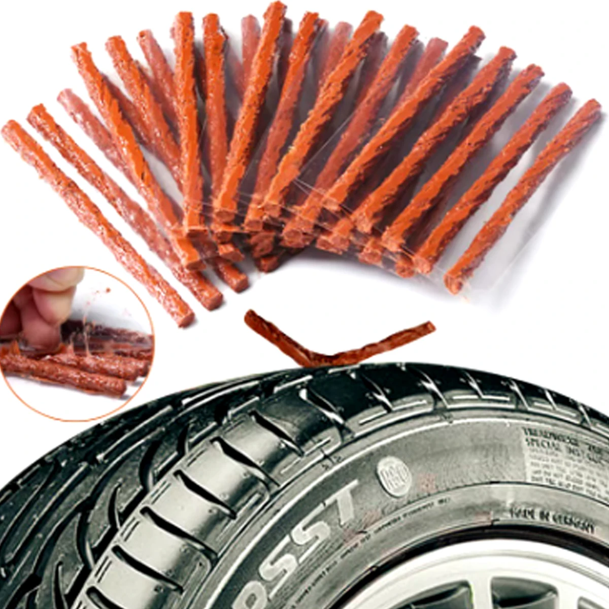 Car Tire Repair Rubber Strip Repair Kit Tire Rubber Sealing Patch For Car And Motorcycle Tire Blowout Repair Rubber 10/20PCS image 4