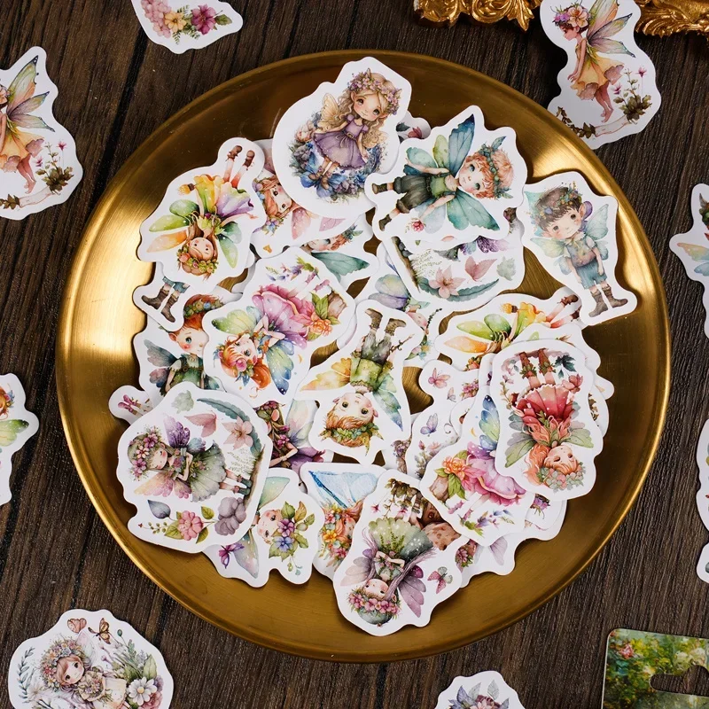 46Pcs Stickers boxed stickers Flower Fairy Theme Various DIY Handbook Decoration Material Stationery Scrapbooking Cut 64*44mm