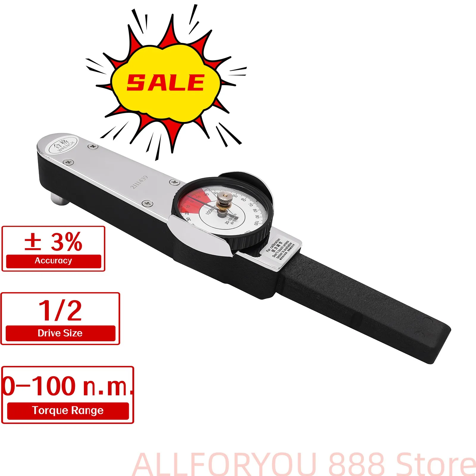 

Dial Torque Wrench 0-100n.m Accuracy ± 3% Needle Indicator Cursor Tool With A Storage Box