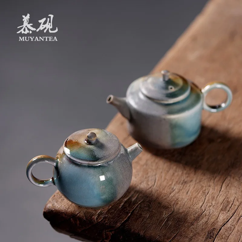 Muyan Ceramic Kung Fu Tea Set Japanese-Style Household Single Wood-Fired Soda Glaze Kiln-Fired Teapot With Handmade Ball Spout