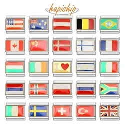 Hapiship Neue Original Daisy Fashion World Nationalflagge Italienischer Charm Fit 9mm Armband Edelstahl Schmuckherstellung DJ046