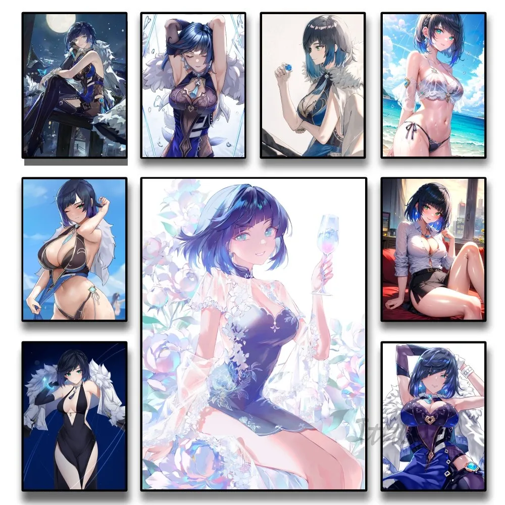 Yelan Genshin Impact Anime Girl Poster Paper Print Home Living Room Bedroom Entrance Bar Restaurant Cafe Art Painting Decoration