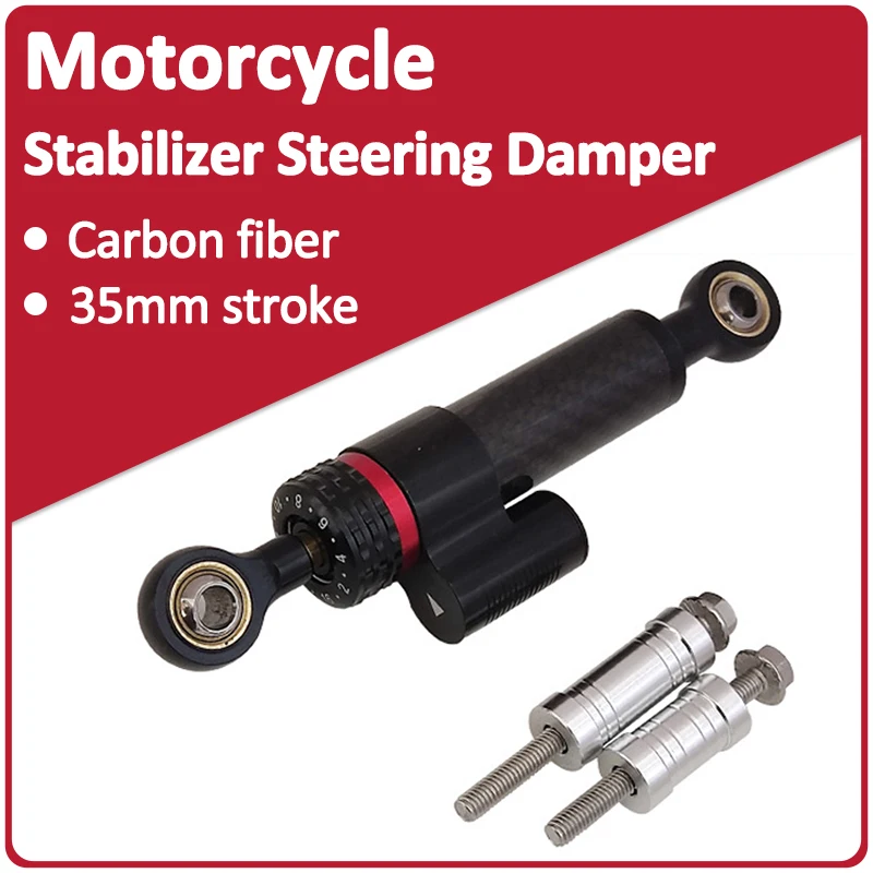 

Motorcycle Damper Steering Steering Stabilizer 35MM Stroke for Scooters Off-road Vehicles Carbon Fiber Modified Accessories