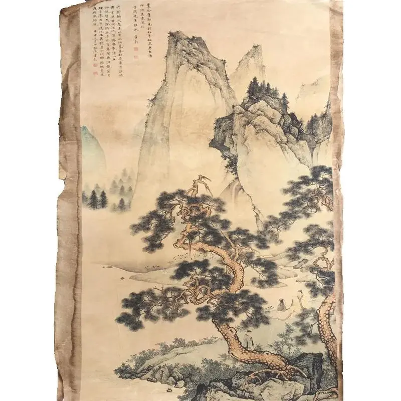 

China Old Scroll Painter's Rice Paper Wall Art Slice Chen Shaomei's Landscape Painting Traditional Asian Decor