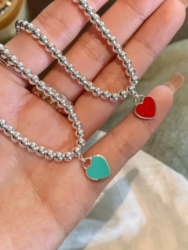 blue-heart-shaped-enameled-silver-beads-bracelet-for-women-non-fading-simple-style-fashion-jewelry-gift-with-pink-and-red-beads