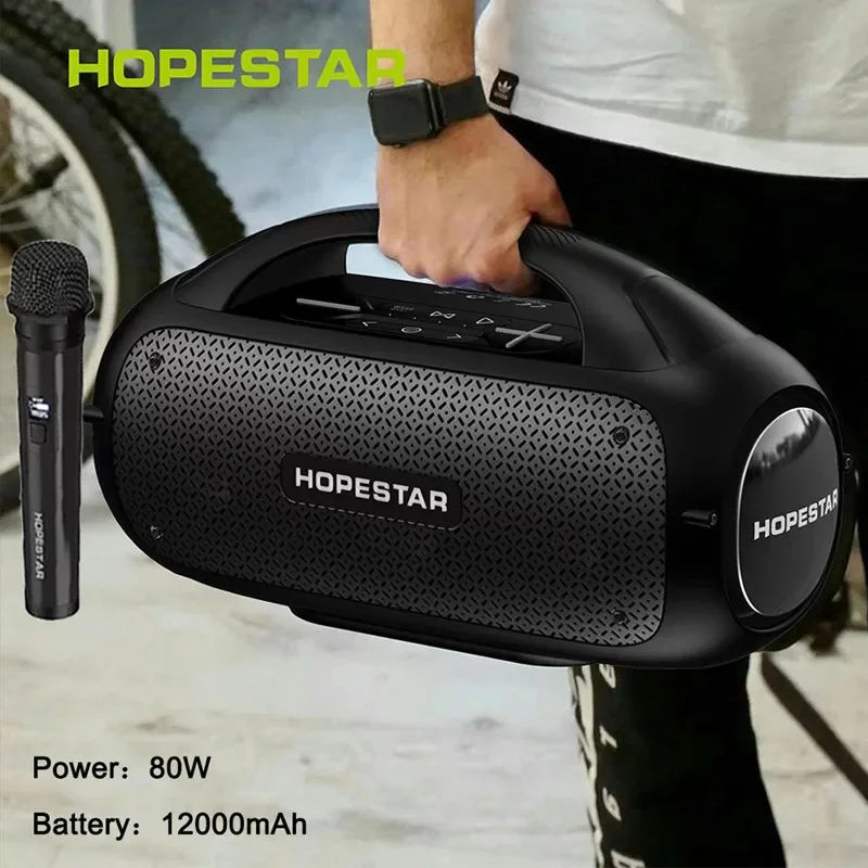 Hopestar A50 80W Bluetooth Speaker High Power Outdoor Portable Wireless Column Music Center Subwoofer Super Base Audio With Mic