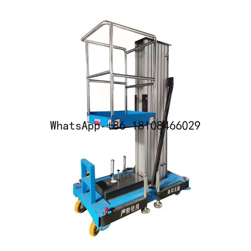 Push Around Vertical Max Working Height 4m 8m 10m 18m Aluminum Electric One Man Single Mast Lifts Person Lifter for Sale